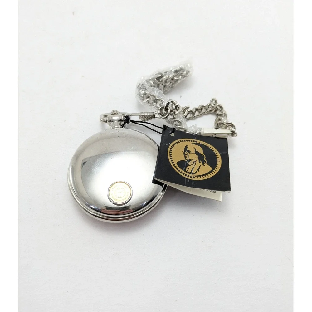 Vintage Franklin Mint Dale Earnhardt Pocket Watch Silver Nascar Racing Case OS
